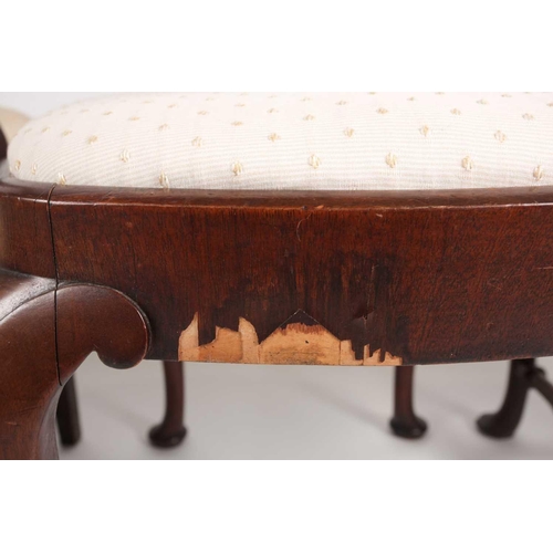 233 - A Queen Anne walnut side chair with bifurcated vase splat on cabriole supports, together with a Geor... 