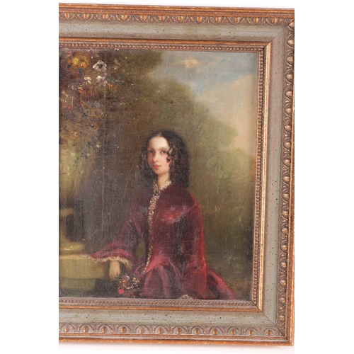 15 - An 18th century English school waist-length oval portrait of a lady with a floral headdress, oil on ... 