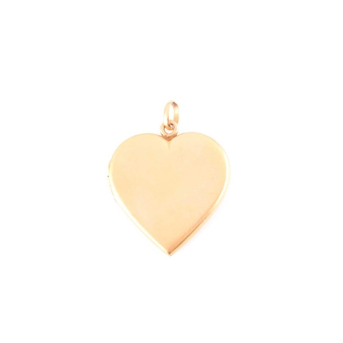 102 - An early 20th century yellow metal heart-shaped locket pendant, the hinged front inset with small se... 