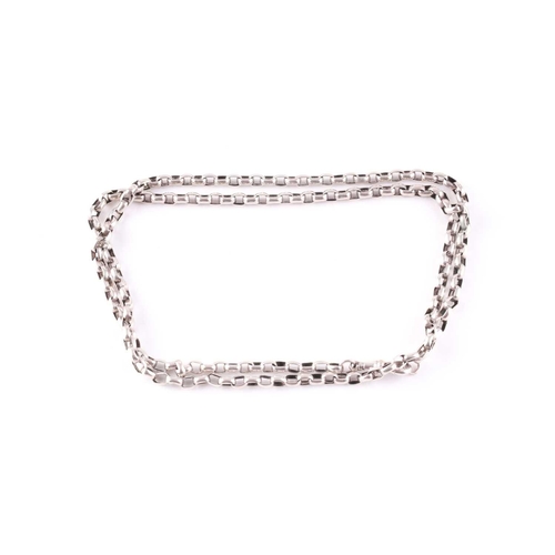 115 - An Edwardian silver belcher chain, Chester 1903, the cable links to a sprung clip connection; 81cm, ... 