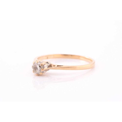 297 - A single stone diamond ring. The round brilliant cut diamond estimated to weigh 0.16ct carat.Plain 1... 
