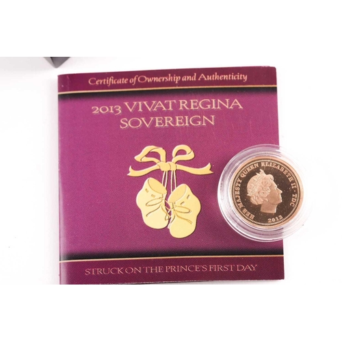 322 - A 2013 Vivat Regina proof sovereign, London Mint Office, boxed, in a capsule and with certificate.