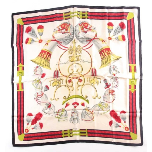 328 - An Hermes silk scarf with a nautical theme, together with an Hermes silk scarf with the Panache et F... 