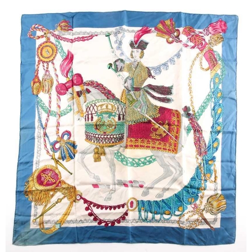334 - Hermes, Paris. A silk scarf depicting Italian theatrical figures including Colombine, Crispin, and G... 