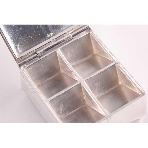 344 - An Edwardian silver and tortoiseshell stamp box, rounded rectangular, the hinged cover with applied ... 