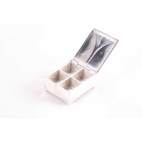 344 - An Edwardian silver and tortoiseshell stamp box, rounded rectangular, the hinged cover with applied ... 