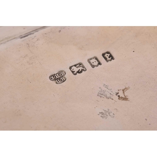 352 - A George V silver salver, London 1920 by Z Barraclough & Sons, of shaped, square form on four scroll... 