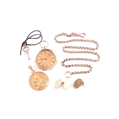 65 - A yellow metal pendant depicting the Virgin Mary with the Infant Jesus, depicting Jesus as an adult ... 