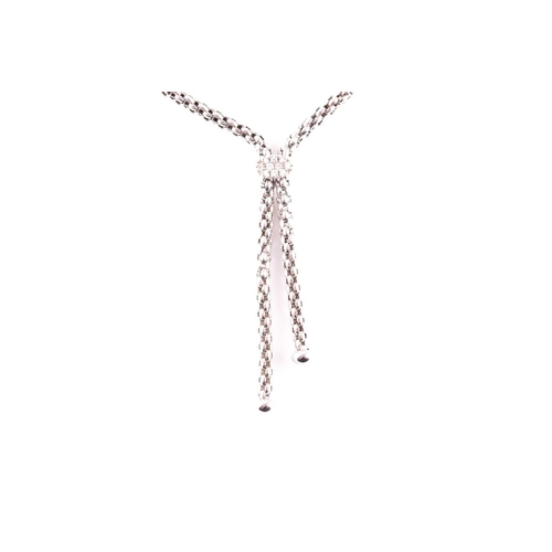 79 - Fope, Italy. An 18ct white gold chain necklace, the lavaliere style with two drops with rounded term... 