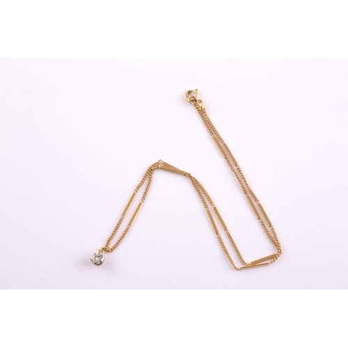 90 - An 18ct yellow gold and solitiare diamond pendant necklace, set with a round brilliant-cut diamond o... 