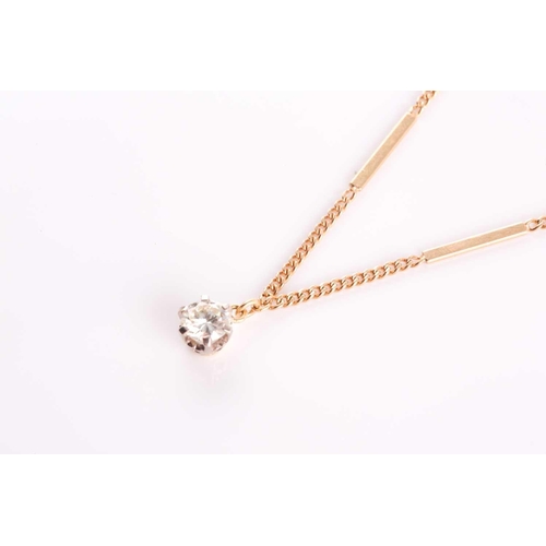 90 - An 18ct yellow gold and solitiare diamond pendant necklace, set with a round brilliant-cut diamond o... 