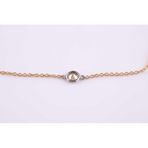 95 - An 18ct yellow gold and diamond necklace, the chain set with a collet-mounted round brilliant-cut di... 