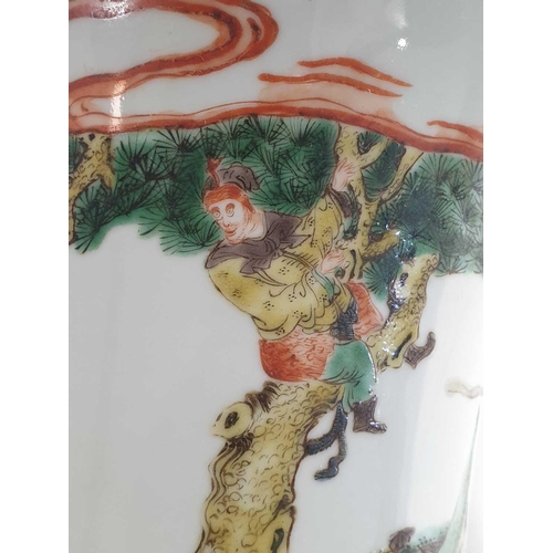 109 - A famille verte yen-yen vase, Kangxi, mark & period, finely painted with figures from the tale 'A Jo... 