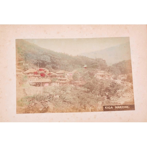 117 - A Japanese shibayama concertina photograph album, late Meiji, containing fifty hand coloured photogr... 