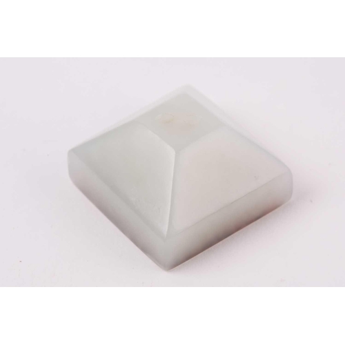 138 - A Chinese white jade seal, of square form, the seal formed of four characters, the tapering top with... 