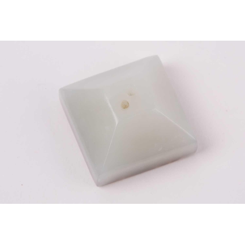 138 - A Chinese white jade seal, of square form, the seal formed of four characters, the tapering top with... 