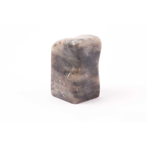 148 - A Chinese soapstone seal, Qing, of rectangular form, the stone shaped to fit a hand, the matrix with... 