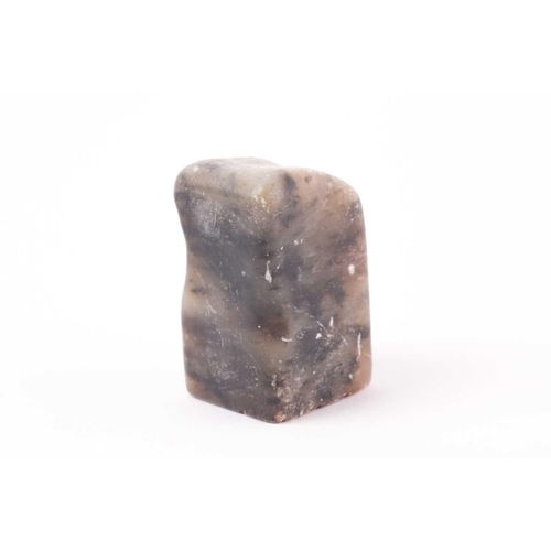 148 - A Chinese soapstone seal, Qing, of rectangular form, the stone shaped to fit a hand, the matrix with... 