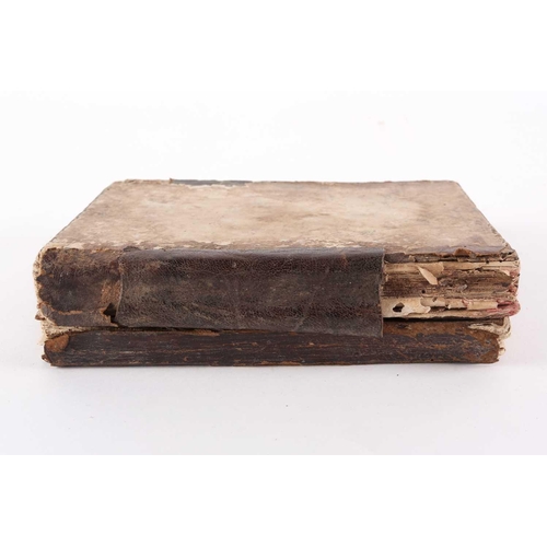 170 - A probably late 19th century Holy Quran with leather-bound spine and sign of marbled boards the laid... 