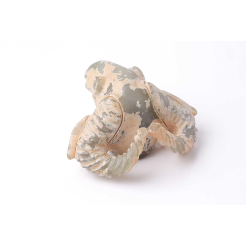 178 - An Indian pale green and cream jade carving of the head of an Indian water buffalo .9 cm wide by 9 c... 