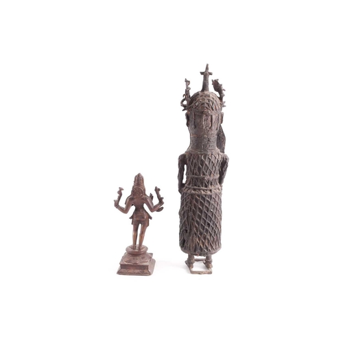 234 - An Indian bronze standing figure of Vishnu, 19th century, standing on a square platform; and a large... 