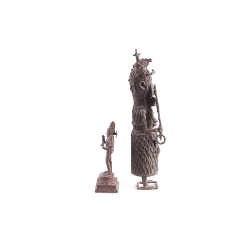 234 - An Indian bronze standing figure of Vishnu, 19th century, standing on a square platform; and a large... 