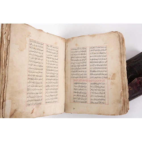 238 - A probably 19th century Holy Quran handwritten on laid paper with black and red Islamic script also ... 