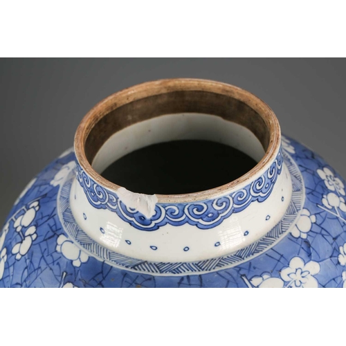 239 - A Chinese blue & white vase and cover, Qing, Kangxi, the cover with pointed knop and painted with lo... 