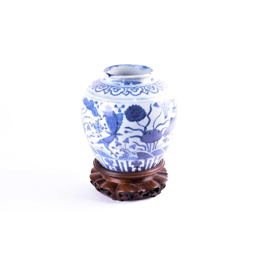 267 - A Chinese blue and white vase, Ming, Wanli period, the shoulder painted with a ruyi head cloud colla... 