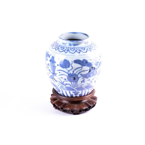 267 - A Chinese blue and white vase, Ming, Wanli period, the shoulder painted with a ruyi head cloud colla... 