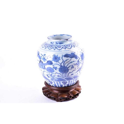 267 - A Chinese blue and white vase, Ming, Wanli period, the shoulder painted with a ruyi head cloud colla... 