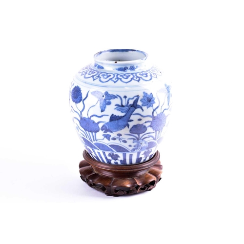 267 - A Chinese blue and white vase, Ming, Wanli period, the shoulder painted with a ruyi head cloud colla... 