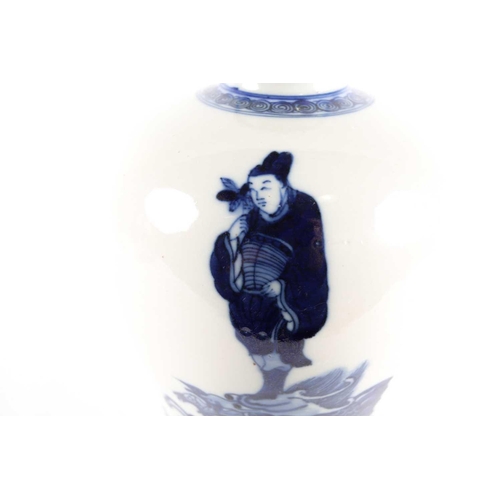 284 - A Chinese porcelain meiping graduation vase, a scroll band to the shoulder above a scholar holding a... 