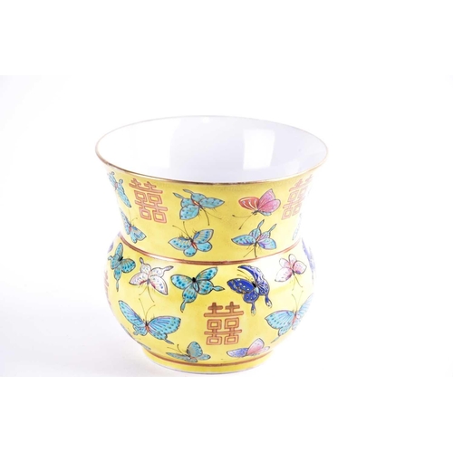 305 - A Chinese porcelain Zhadou, painted with forty butterflies heightened with gilding flying amongst ei... 