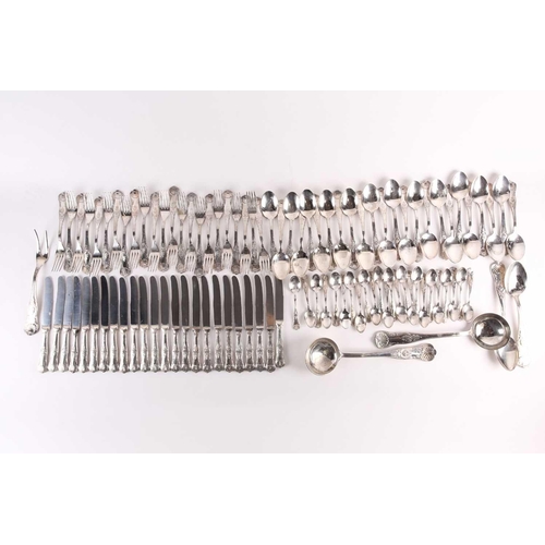 853 - A matched suite of Continental Kings Pattern silver flatware, largely 800 standard, comprising two l... 