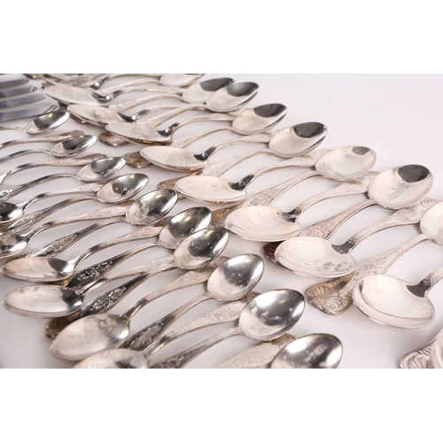 853 - A matched suite of Continental Kings Pattern silver flatware, largely 800 standard, comprising two l... 