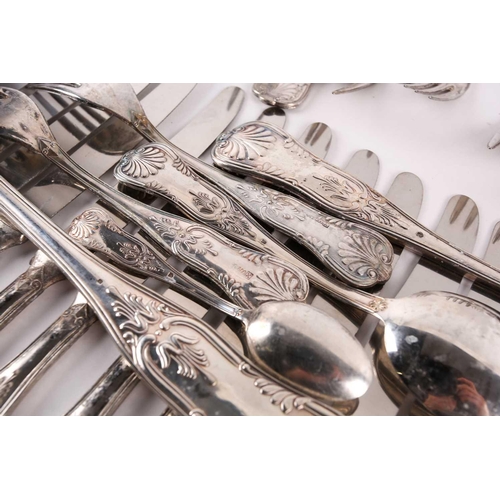 853 - A matched suite of Continental Kings Pattern silver flatware, largely 800 standard, comprising two l... 