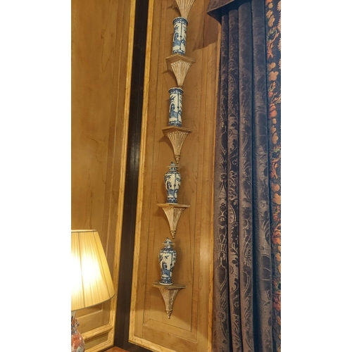 66 - A set of seven George III style carved wood and gilt plaster wall brackets of fan form, two with lar... 