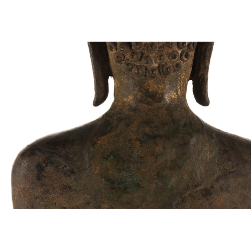 104 - A Thai bronze figure of Buddha, 17th/18th century, standing in Abhaya Mudra, with a flaming ushnisha... 