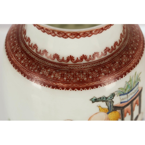 106 - A Chinese eggshell porcelain lampion shape vase, Republic or later, painted with Shou Lao with boy a... 