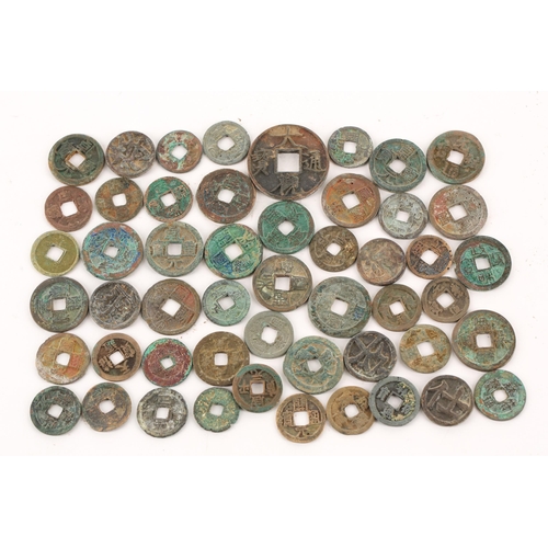 115 - A collection of fifty Chinese Tang - Song dynasty coins, 22mm - 41mm