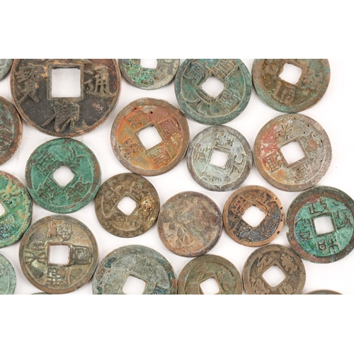 115 - A collection of fifty Chinese Tang - Song dynasty coins, 22mm - 41mm