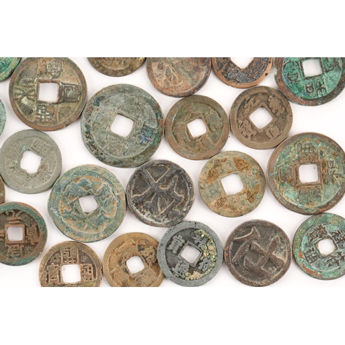 115 - A collection of fifty Chinese Tang - Song dynasty coins, 22mm - 41mm