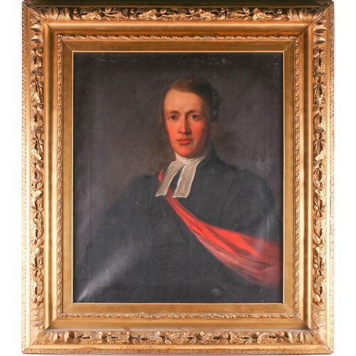 13 - 19th century school, a large half-length portrait of a gentleman wearing a red sash, unsigned oil on... 