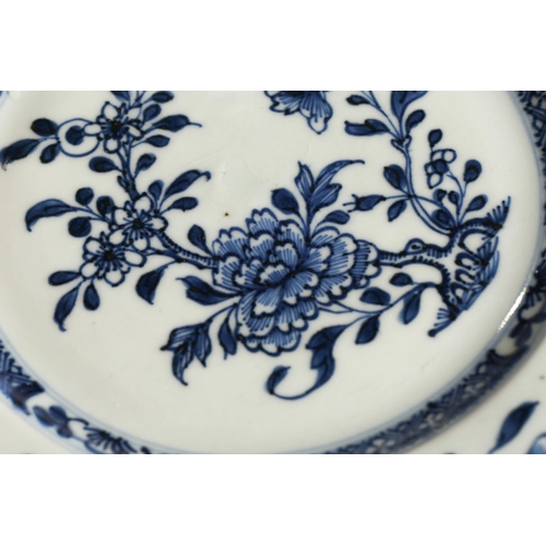 132 - A pair of Chinese blue & white Nanking porcelain plates, Qing, mid 18th century, painted with blosso... 