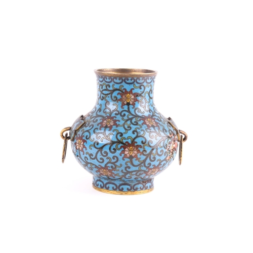 157 - For the scholars desk, a Chinese cloisonne enamel vase for censer tools, Qing, 18th/19th century, of... 