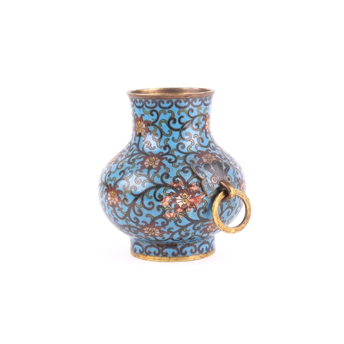 157 - For the scholars desk, a Chinese cloisonne enamel vase for censer tools, Qing, 18th/19th century, of... 