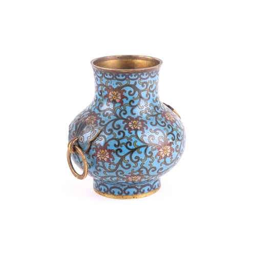 157 - For the scholars desk, a Chinese cloisonne enamel vase for censer tools, Qing, 18th/19th century, of... 