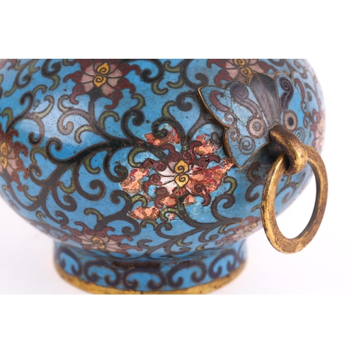 157 - For the scholars desk, a Chinese cloisonne enamel vase for censer tools, Qing, 18th/19th century, of... 