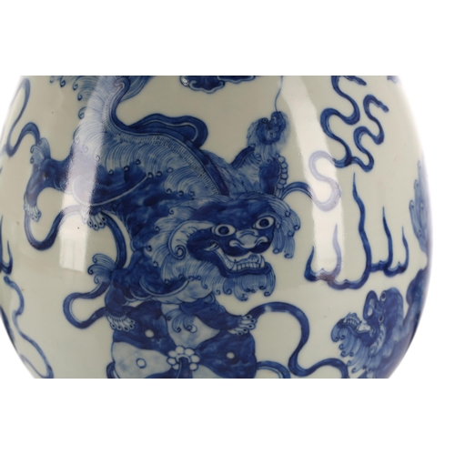 211 - A Chinese blue & white club shape vase, Qing, 19th century, the rim painted with a band of ruyi, the... 